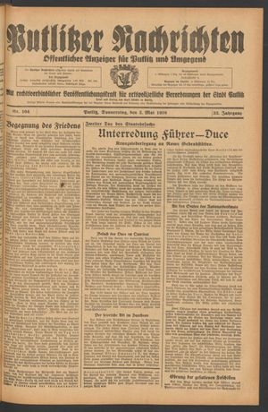 Putlitzer Nachrichten on May 5, 1938