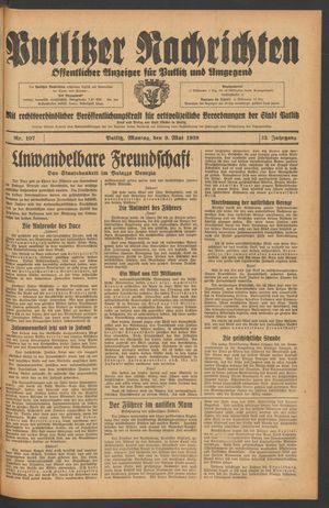 Putlitzer Nachrichten on May 9, 1938