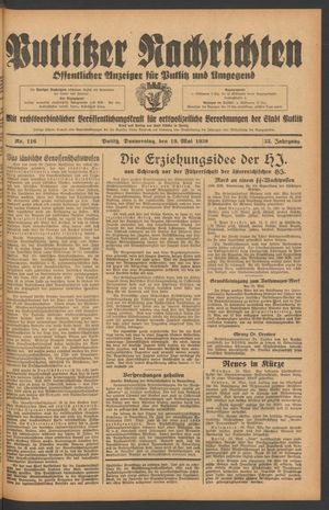Putlitzer Nachrichten on May 19, 1938