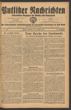Putlitzer Nachrichten vom 31.05.1938
