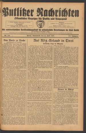 Putlitzer Nachrichten vom 11.06.1938