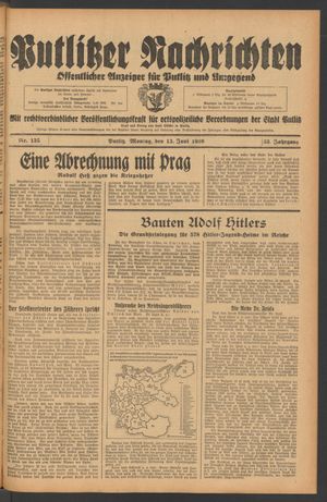 Putlitzer Nachrichten vom 13.06.1938
