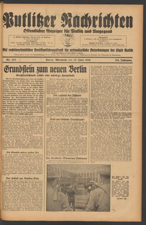 Putlitzer Nachrichten vom 15.06.1938