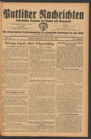 Putlitzer Nachrichten on Jun 23, 1938