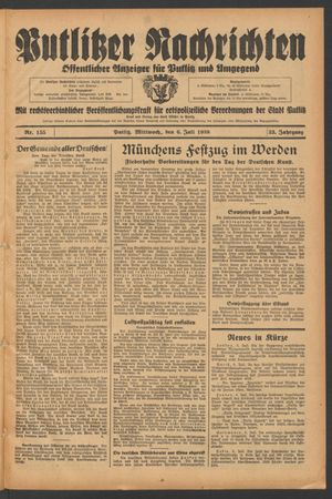 Putlitzer Nachrichten vom 06.07.1938