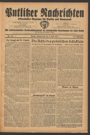 Putlitzer Nachrichten vom 07.07.1938
