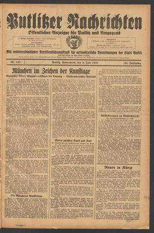 Putlitzer Nachrichten vom 09.07.1938