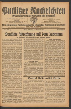 Putlitzer Nachrichten vom 18.07.1938