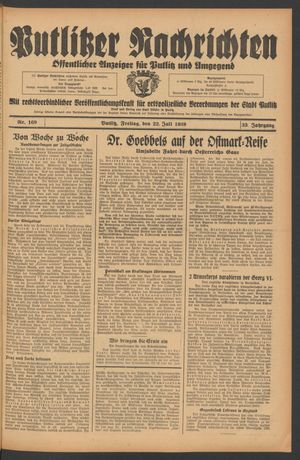 Putlitzer Nachrichten on Jul 22, 1938