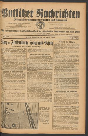 Putlitzer Nachrichten vom 24.08.1938