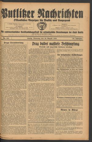 Putlitzer Nachrichten vom 30.08.1938