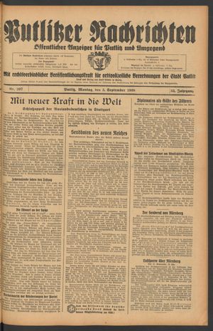 Putlitzer Nachrichten vom 05.09.1938