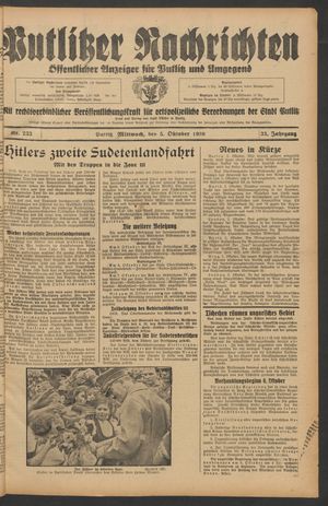 Putlitzer Nachrichten vom 05.10.1938