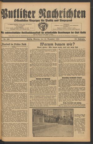 Putlitzer Nachrichten on Dec 12, 1938