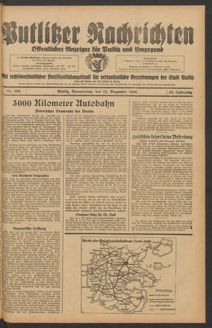Putlitzer Nachrichten on Dec 15, 1938