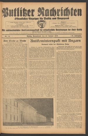 Putlitzer Nachrichten on Jan 14, 1939