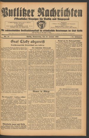 Putlitzer Nachrichten on Jan 19, 1939