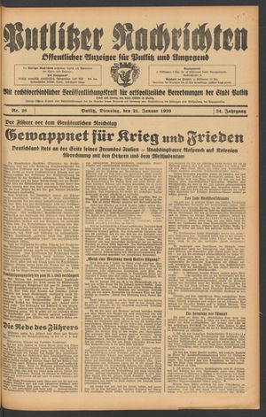 Putlitzer Nachrichten on Jan 31, 1939