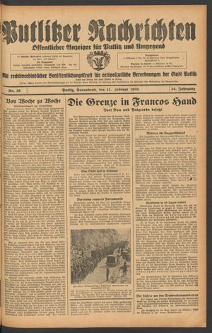 Putlitzer Nachrichten vom 11.02.1939