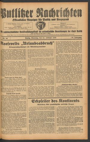 Putlitzer Nachrichten on Feb 21, 1939