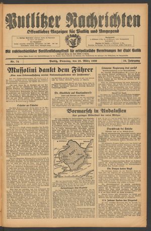 Putlitzer Nachrichten on Mar 28, 1939