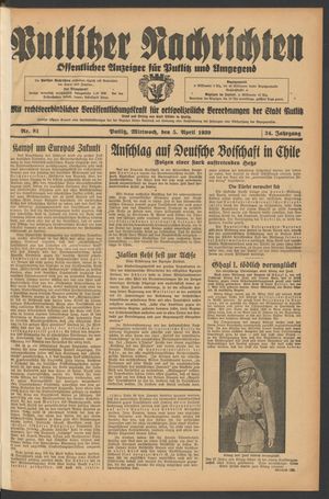 Putlitzer Nachrichten on Apr 5, 1939