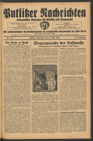 Putlitzer Nachrichten on May 13, 1939