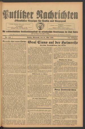 Putlitzer Nachrichten on May 24, 1939