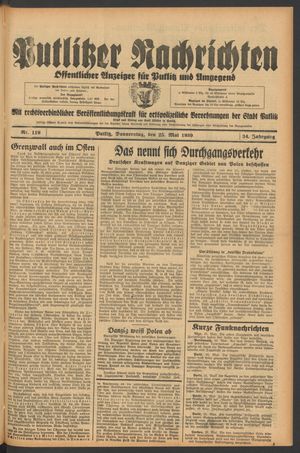Putlitzer Nachrichten on May 25, 1939