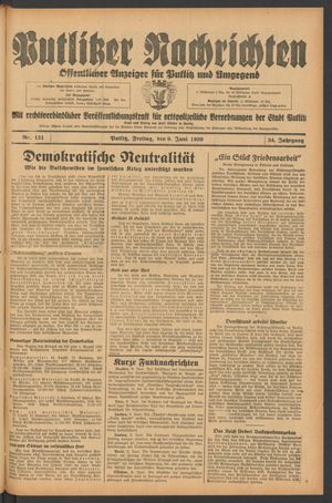 Putlitzer Nachrichten vom 09.06.1939