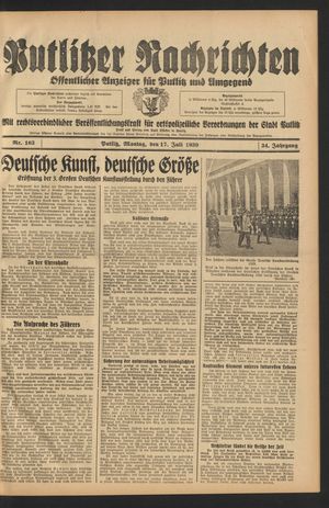 Putlitzer Nachrichten vom 17.07.1939