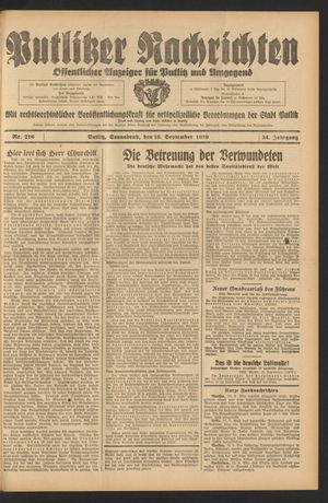 Putlitzer Nachrichten on Sep 16, 1939