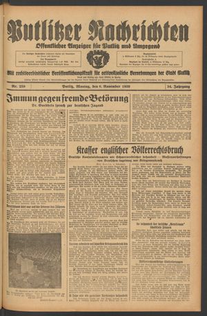 Putlitzer Nachrichten vom 06.11.1939