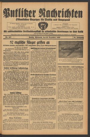 Putlitzer Nachrichten vom 20.12.1939