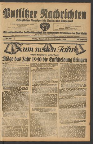 Putlitzer Nachrichten on Dec 30, 1939