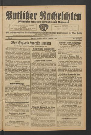 Putlitzer Nachrichten vom 08.01.1940