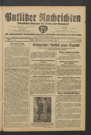 Putlitzer Nachrichten vom 10.01.1940