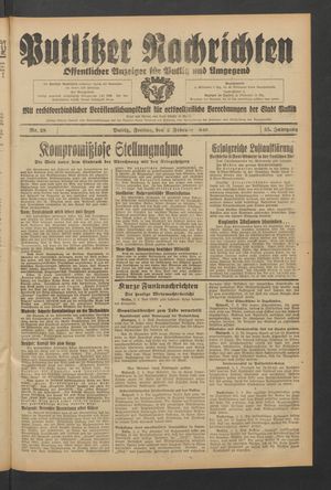 Putlitzer Nachrichten vom 02.02.1940