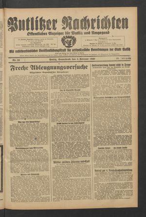 Putlitzer Nachrichten vom 03.02.1940