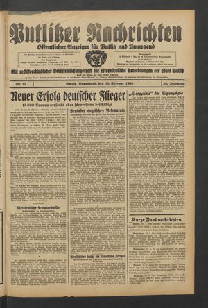 Putlitzer Nachrichten vom 10.02.1940