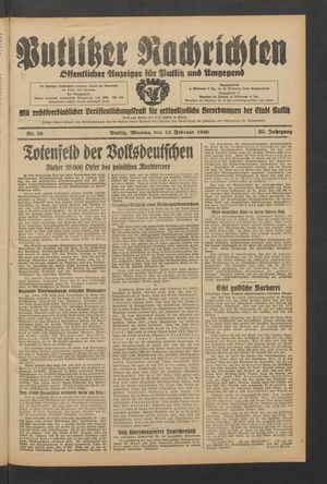 Putlitzer Nachrichten vom 12.02.1940