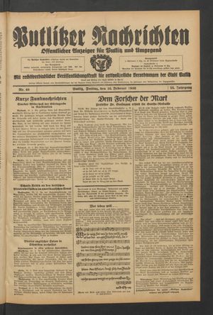 Putlitzer Nachrichten on Feb 16, 1940