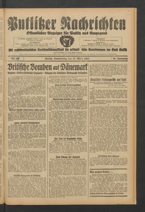 Putlitzer Nachrichten vom 21.03.1940