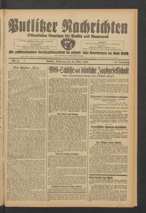 Putlitzer Nachrichten on Mar 26, 1940