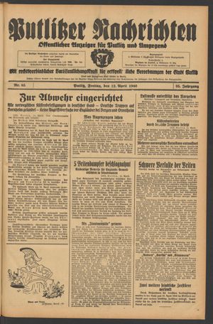 Putlitzer Nachrichten vom 12.04.1940