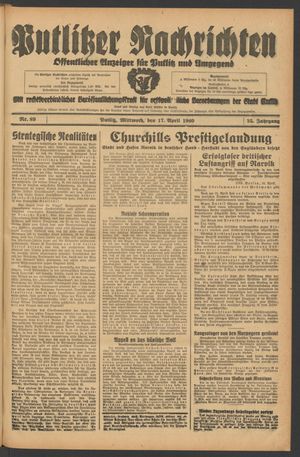 Putlitzer Nachrichten vom 17.04.1940