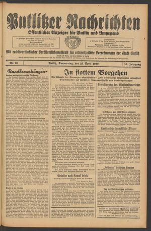 Putlitzer Nachrichten vom 25.04.1940