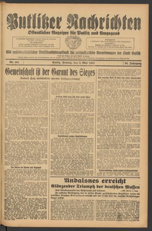 Putlitzer Nachrichten on May 3, 1940