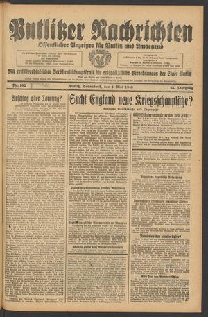 Putlitzer Nachrichten on May 4, 1940