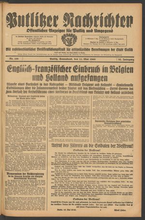 Putlitzer Nachrichten vom 11.05.1940